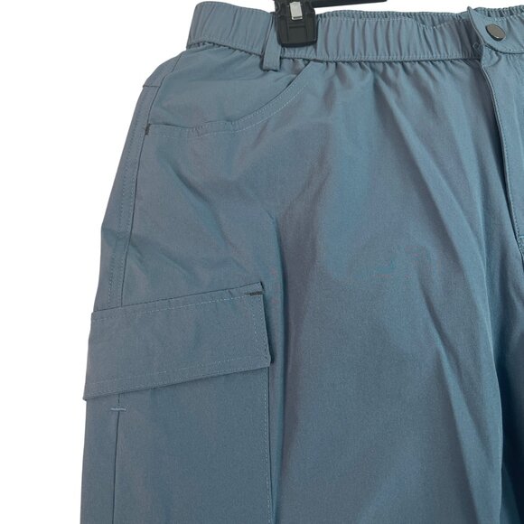 Flewolch Women's Lightweight Outdoor Cargo Pants Elastic Waist & Drawstring Blue - Picture 3 of 12